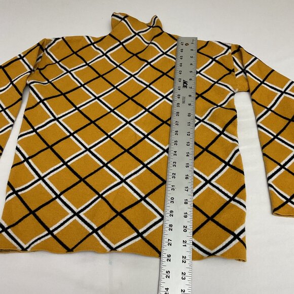 Tahari Mustard Yellow Plaid Mock Neck Sweater Womens Size S - Picture 5 of 7